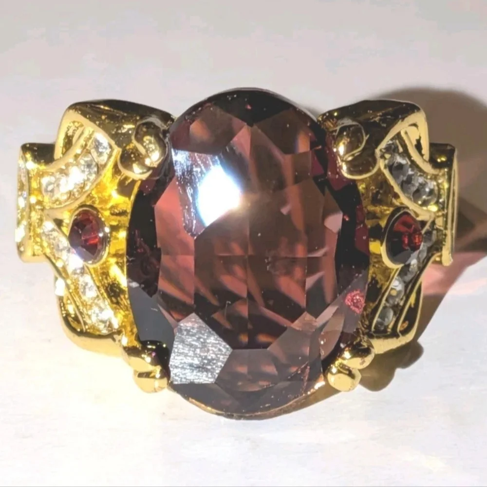 8ct Large Lab Created Deep Red Sparkling Gemstone Cocktail Ring For Women Sz 13